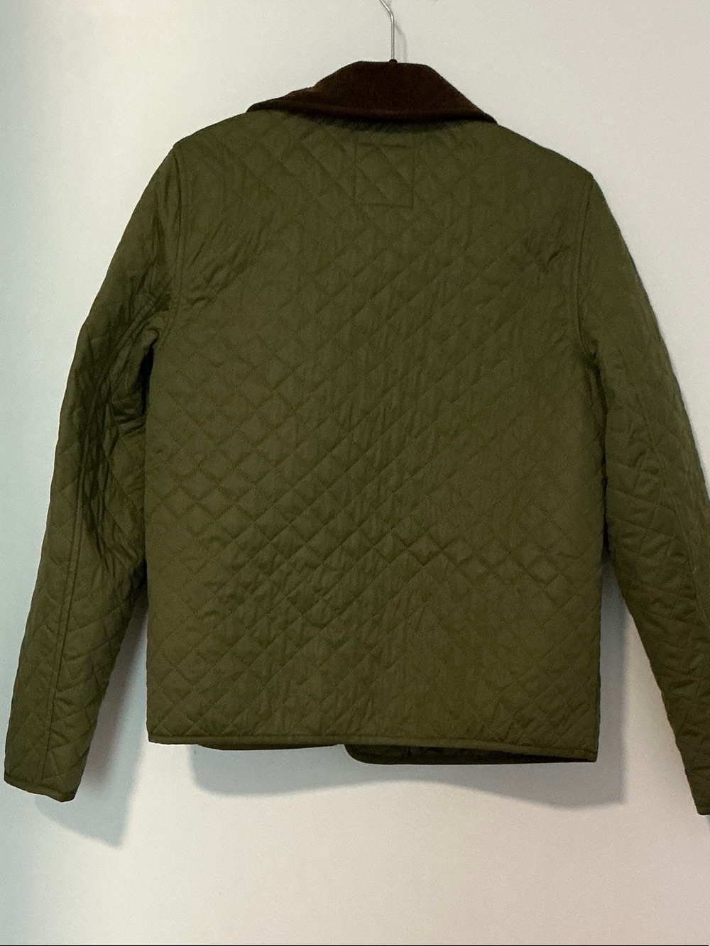 bagatelle Olive Quilted Bomber Jacket with Brown Corduroy Collar - Picture 8 of 11